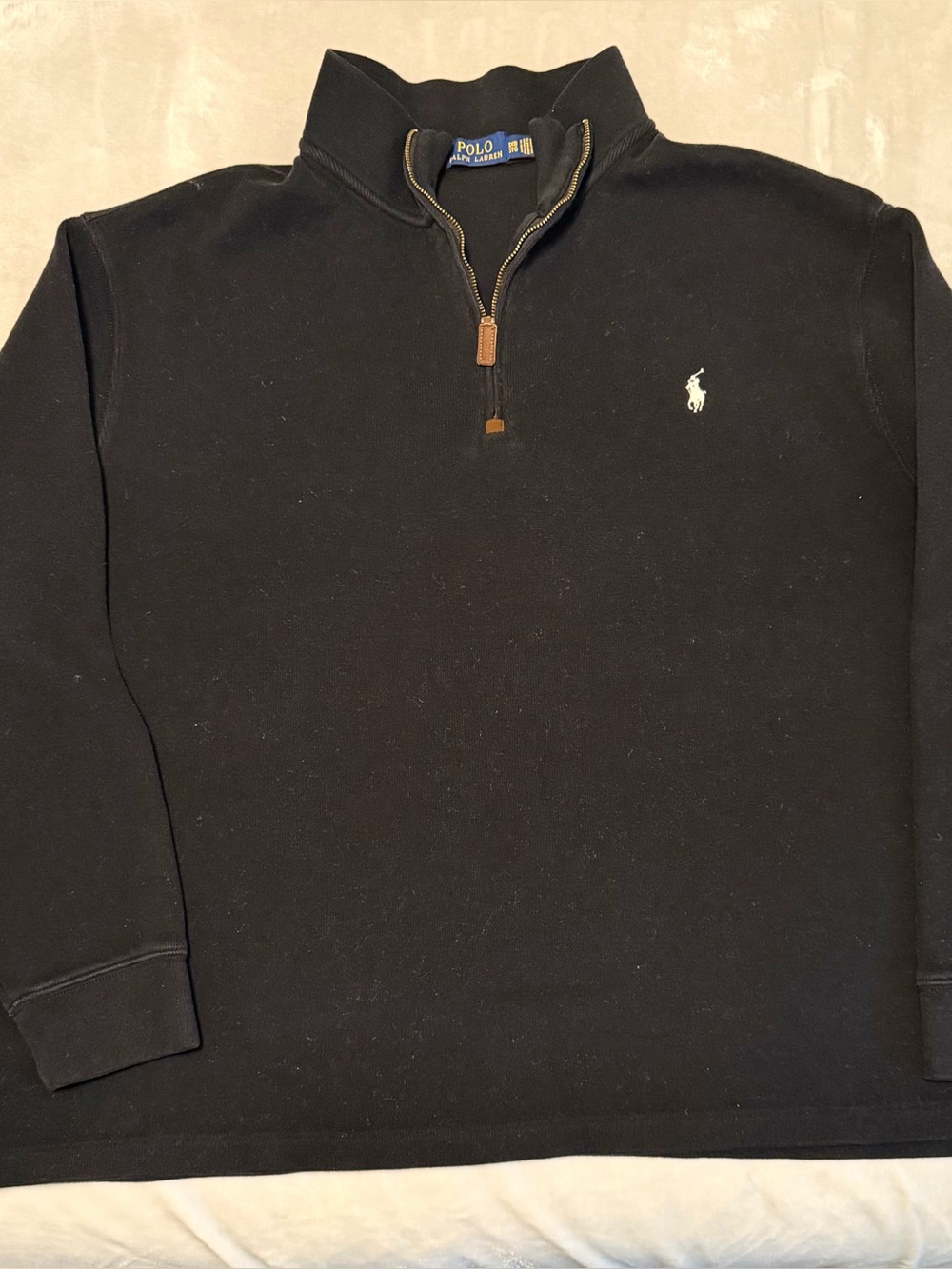Polo by Ralph Lauren Black Quarter-Zip Pullover with Brown Accents